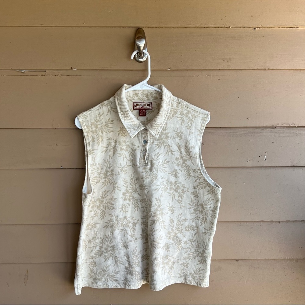 Caribbean Joe Hawaiian Tank Top - Size XL - Neutral Vacation Resortwear